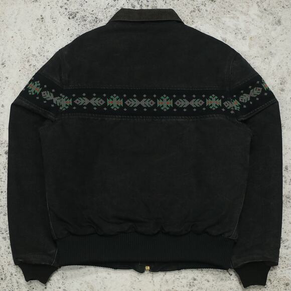 Vintage Carhartt JQ0405 Faded Black Aztec Jacket Size Medium - Large - Picture 4 of 16